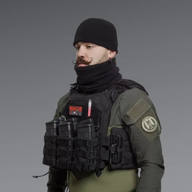 2 - Комплект Winter Tactical Kit: Бафф + Шапка Черный. Размер S-M