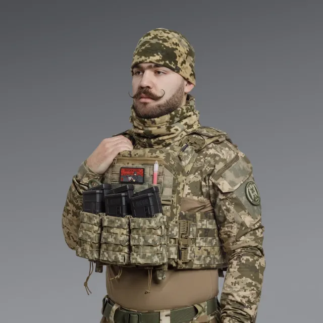 2 - Комплект Winter Tactical Kit: Бафф + Шапка Пиксель. Размер S-M
