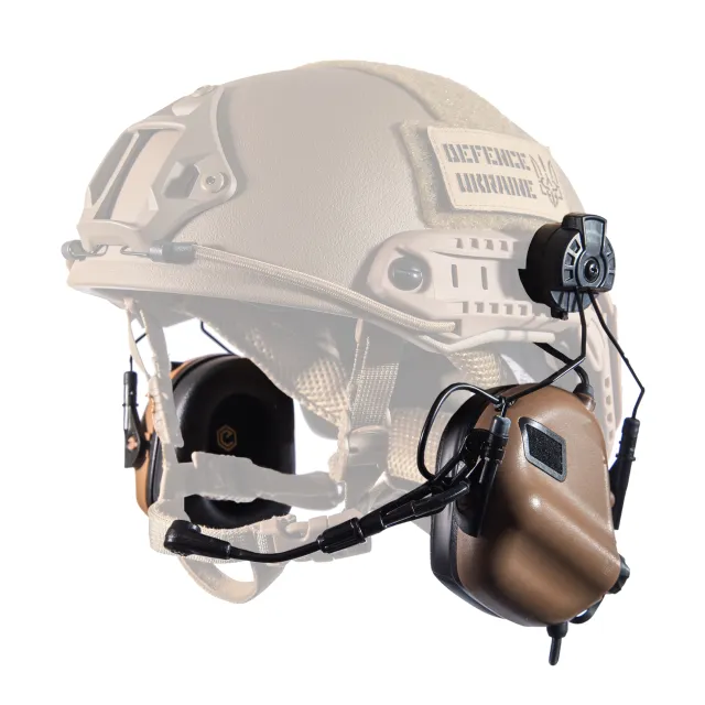 1 - Активные тактические наушники с микрофоном «Earmor M32H» MOD3 Helmet Version Олива