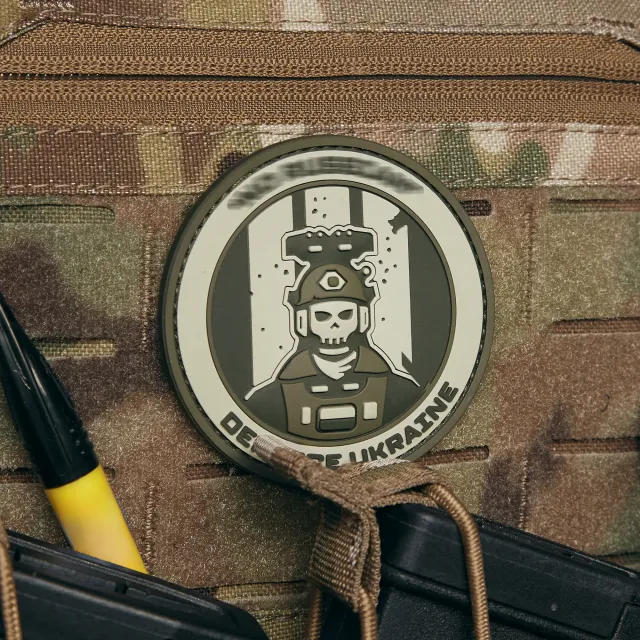 4 - ПВХ Патч (шеврон) GHOST DEFENCE UKRAINE. Олива