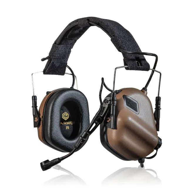 1 - Активні тактичні навушники з мікрофоном Earmor M32 Plus MOD3 Helmet Version Койот