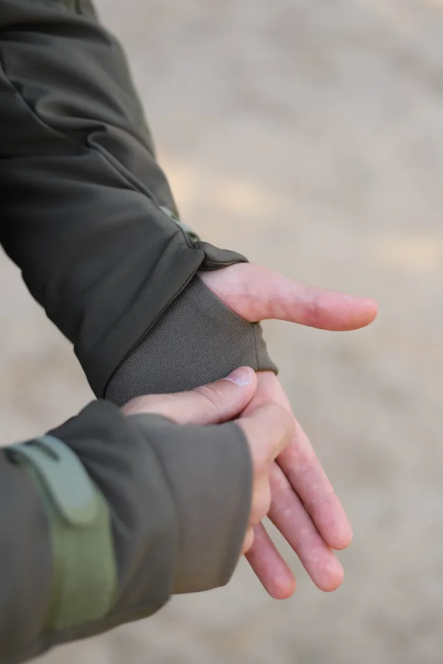 19 - Куртка тактическая Softshell ХАНТЕР. Осень-Весна Олива. Размер S (40-42)
