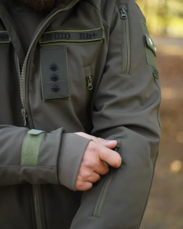 14 - Куртка тактическая Softshell ХАНТЕР. Осень-Весна Олива. Размер S (40-42)