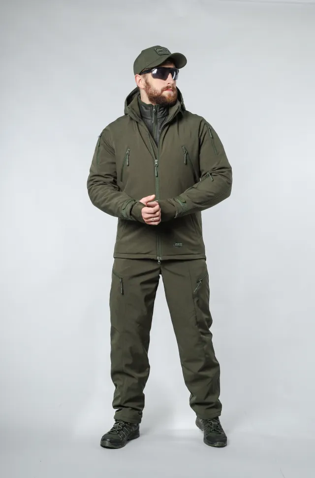 3 - Куртка тактическая Softshell ХАНТЕР. Осень-Весна Олива. Размер S (40-42)