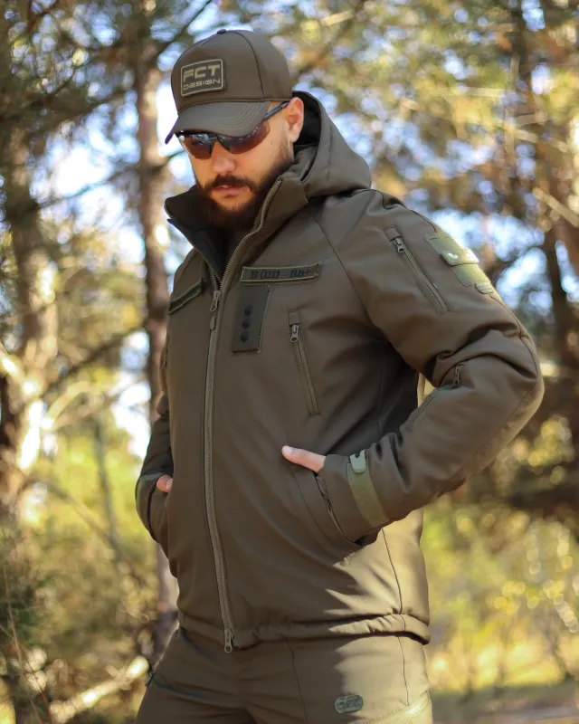 9 - Куртка тактична Softshell ХАНТЕР. Осінь-Весна Олива. Розмір L (48-50)