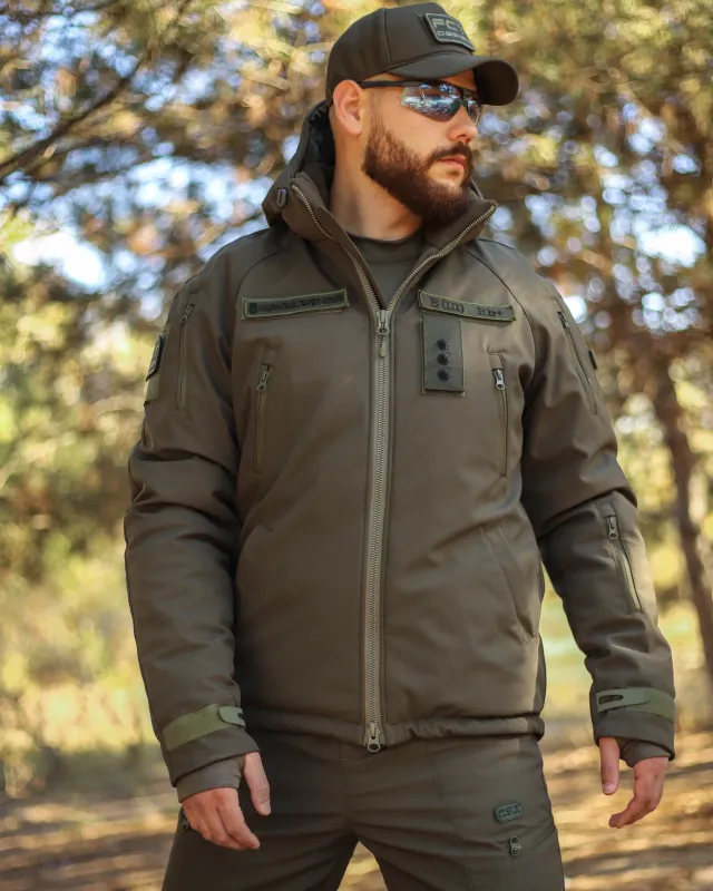 10 - Куртка тактическая Softshell ХАНТЕР. Осень-Весна Олива. Размер XXL (56-58)
