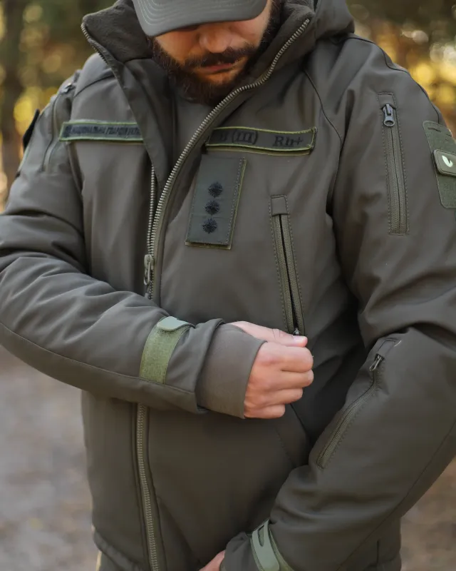 15 - Куртка тактическая Softshell ХАНТЕР. Осень-Весна Олива. Размер XXL (56-58)