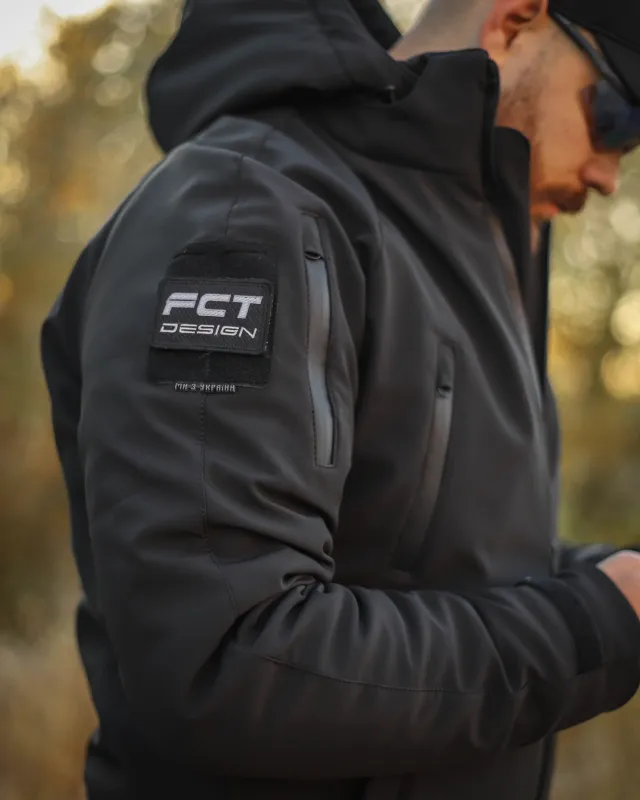 12 - Куртка тактическая Softshell ХАНТЕР. Осень-Весна Черный. Размер S (40-42)