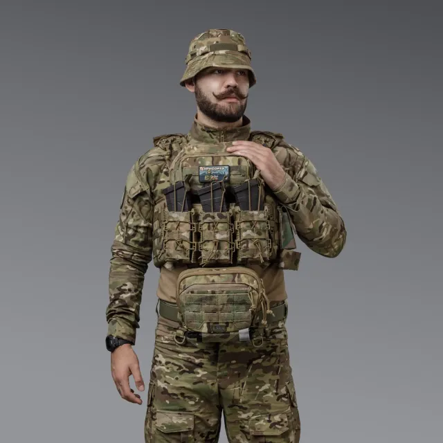 3 - Одинарний пластиковий підсумок під магазини AK\AR. Cordura 1000D. Molle. Мультикам