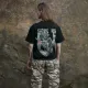 8 - Футболка Military Capybara. Хлопок/эластан. Черная. Размер М