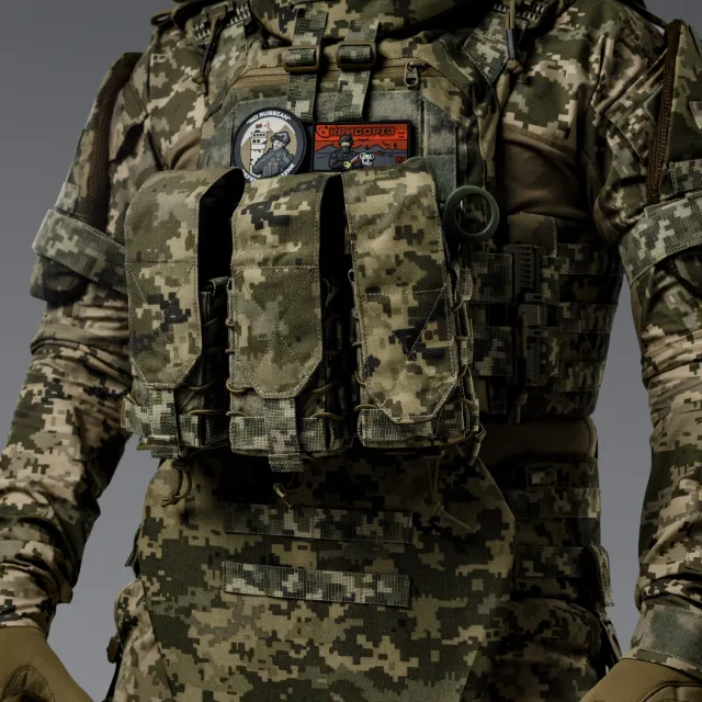 3 - Двойной закрытый подсумок под магазины AK\AR. Cordura 1000D. Molle. Пиксель