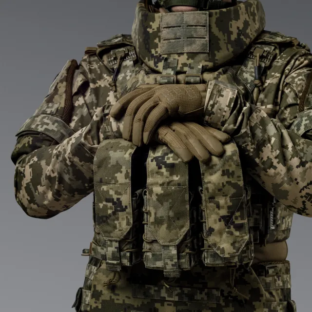 6 - Двойной закрытый подсумок под магазины AK\AR. Cordura 1000D. Molle. Пиксель