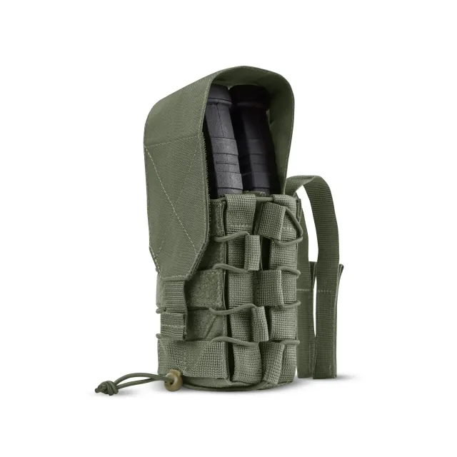 1 - Двойной закрытый подсумок под магазины AK\AR. Cordura 1000D. Molle. Олива