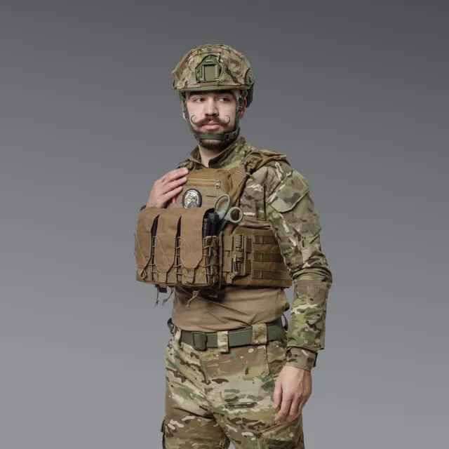 3 - Подвійний закритий підсумок під магазини AK\AR. Cordura 1000D. Molle. Койот
